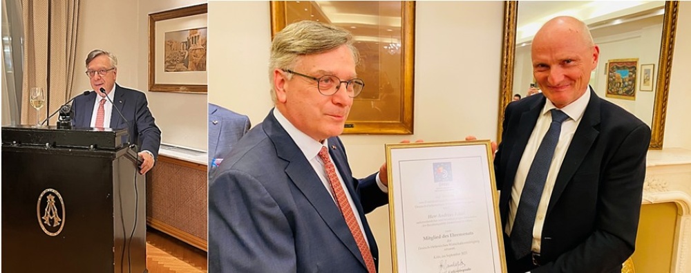ANDREAS KINDL, BOTSCHAFTER DEUTSCHLANDS IN GRIECHENLAND WIRD ZUM MITGLIED DES DHW-EHRENSENATS ERNANNT / Ο ΑΝΔΡΕΑΣ ΚΙΝΤΛ, ΠΡΕΣΒΗΣ ΤΗΣ ΓΕΡΜΑΝΙΑΣ ΣΤΗΝ ΕΛΛΑΔΑ, ΕΠΙΤΙΜΟ ΜΕΛΟΣ ΤΟΥ ΓΕΡΜΑΝΟΕΛΛΗΝΙΚΟΥ ΕΠΙΧΕΙΡΗΜΑΤΙΚΟΥ ΣΥΝΔΕΣΜΟΥ DHW